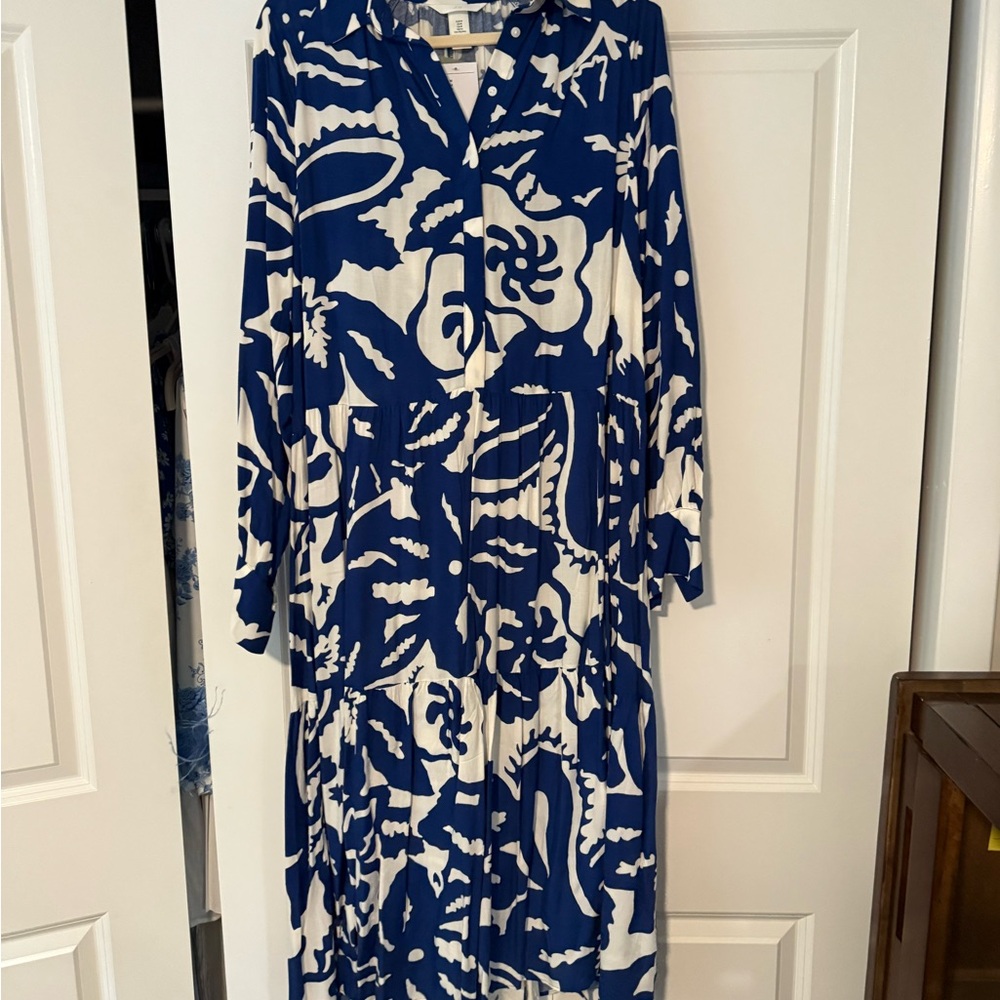 Blue and White Floral Maxi Dress